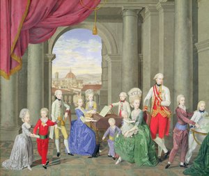 A Família de Pedro Leopoldo, grão-duque da Toscana (1747-1792), mais tarde Leopoldo II, Sacro Imperador Romano, ca.1782 de Johan Moll