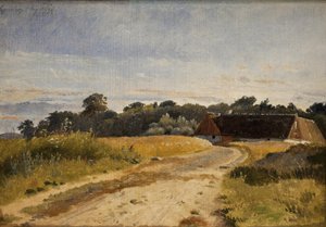 A Croft em Lodskov perto de Vognserup Manor. Estudar de Johan Thomas Lundbye
