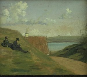 Uma estrada afundada perto de Frederiksværk de Johan Thomas Lundbye