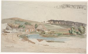 A lagoa da rua em Brorfelde. Para um estudo repetido do perfil do morro e da floresta de Johan Thomas Lundbye