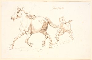 Égua galopando com potro de Johan Thomas Lundbye