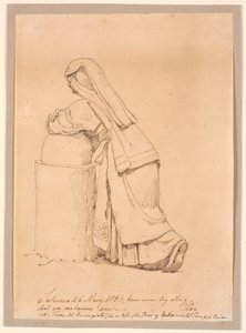 Mulher italiana, apoiando-se em uma pílula baixa de Johan Thomas Lundbye