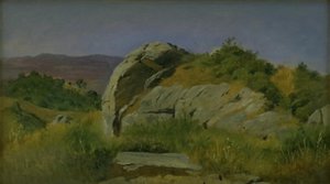 Paisagem com pedras em primeiro plano. Civitella, Itália de Johan Thomas Lundbye