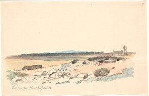 Paisagem de Hornbæk com a plantação e Kullen ao fundo de Johan Thomas Lundbye