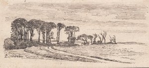Paisagem com uma fileira de árvores de Johan Thomas Lundbye