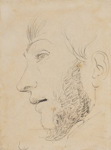Retrato de homem de perfil para a esquerda, visto de baixo de Johan Thomas Lundbye
