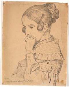 Retrato de uma jovem, 3/4 de perfil para a esquerda de Johan Thomas Lundbye