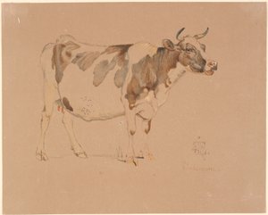 Vaca manchada de vermelho em pé de Johan Thomas Lundbye
