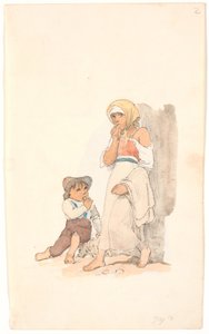 Crianças mendigos, roendo pão de Johan Thomas Lundbye