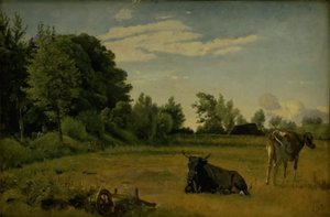 Duas vacas em como campo perto de Vognserup Manor, Zelândia de Johan Thomas Lundbye