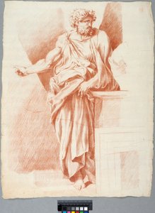 Desenho académico. Pormenor da «Disputà» de Rafael no Vaticano, um filósofo de pé à direita na composição de Johan Tobias Sergel