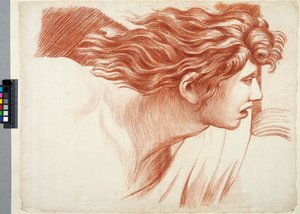 Desenho académico. Pormenor de "Heliodoro expulso do templo", de Rafael, no Vaticano, uma cabeça de Johan Tobias Sergel