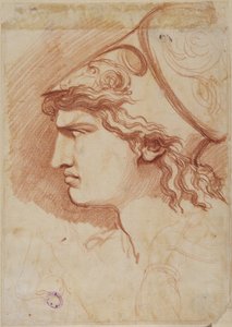 Diomedes, esboço de pormenor de um elmo e de uma cabeça de perfil de Johan Tobias Sergel