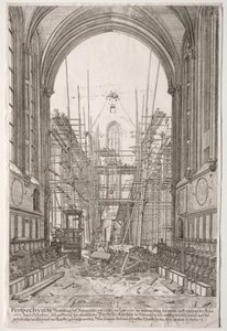LArt Ancien Zurich: Vista na Igreja dos Franciscanos, Barfüsser-Kirke, 1681. de Johan Ulrich Krauss