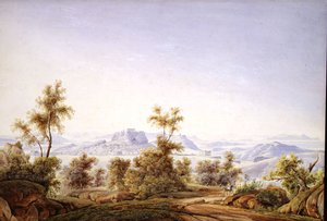 Vista de Atenas com o Pártenon na Distância de Johan Wolfensberger