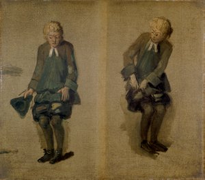 Dois esboços de David Garrick como Abel Drugger em 
