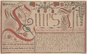 Escrita Vorschrift Exercício para Esther Hadmänn, Fraktur Pintura caneta e tinta com wc em papel de Johann Adam Eyer