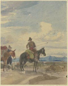 Agricultor a cavalo e condutor de mulas da Campagna romana de Johann Adam Klein