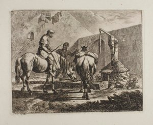 Cavalos junto a um poço de Johann Adam Klein