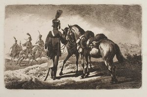 Hussardo com cavalos de Johann Adam Klein