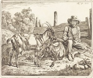 Menino pastor com duas cabras de Johann Adam Klein