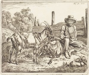 Jovem pastor com duas cabras de Johann Adam Klein