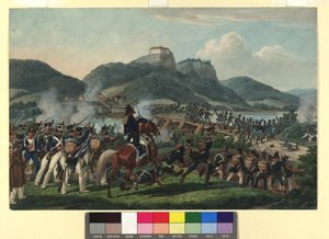 Travessia das tropas austríacas sob o comando do barão Hiller junto a Hollenburg, no Drava, em 19 de setembro de 1813 de Johann Adam Klein