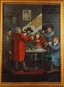 Repetição de um grupo de músicos ao serviço de um aristocrata ... (guache)