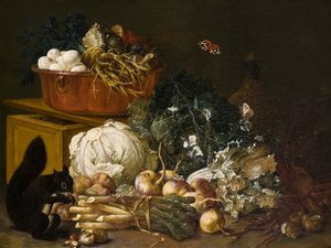 Natureza morta com esquilo (óleo sobre tela) de Johann Amandus Wink