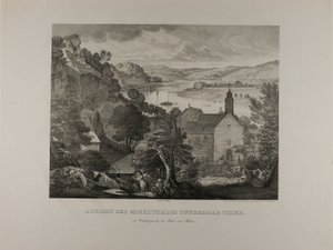 Vista do vale do Mosel abaixo de Trier com as rochas de Pallien em primeiro plano de Johann Anton Alban Ramboux