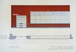 Boucherie Isothermique para Vitrine Refrigeree, L Savreux, Boutiques, Henry Delacroix, Edições S De Bonadona, Paris, final dos anos 1920, Pochoir