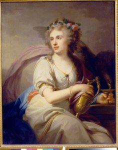 Retrato da Princesa Ekaterina Fyodorovna Dolgorukova (Dolgoroukova) (1769-1849) como Hebe. Pintura por Johann Baptist von Lampi l