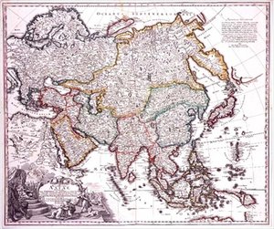Ásia Menor, Arábia e Japão, c.1725 (gravura a cores) de Johann Baptista Homann