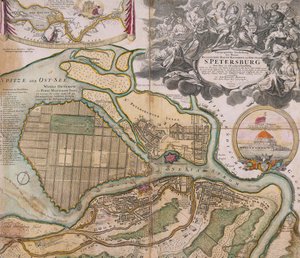 Mapa do plano diretor de São Petersburgo São Petersburgo, ca. 1718-1719