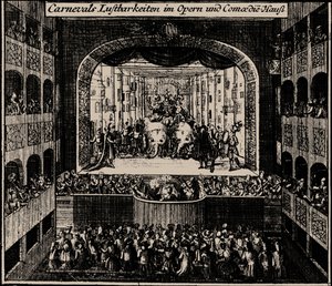 Markgrafentheater em Erlangen, 1721 de Johann Baptista Homann