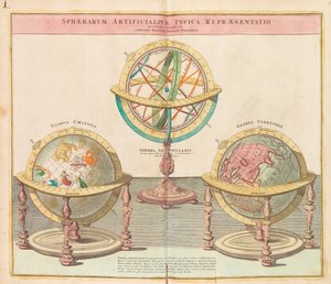 Os globos do Grande Atlas de todo o mundo, 1725. de Johann Baptista Homann
