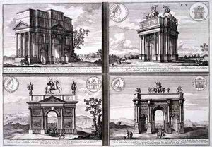 O Arco Triunfal de Catulus e Marius em Orange, O Arco de Domiciano, o Arco de Druso e o Arco de Septimus Severus, de 