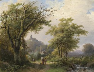 Caminhantes pelo córrego de Johann Bernhard Klombeck