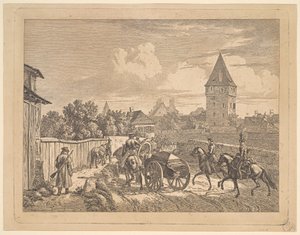 Lanceiros russos escoltando o Regimental Cassonne, 1816.