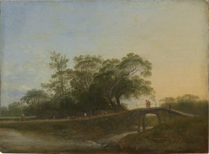 Paisagem com ponte pedonal