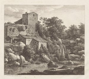 Casa junto a um ribeiro de montanha de Johann Christian Reinhart