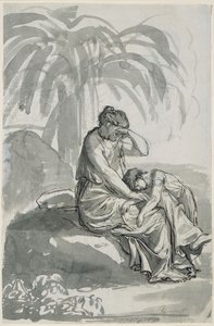 Hagar e Ismael no deserto de Johann Christian Reinhart