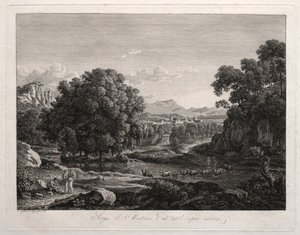 Paisagem heroica: gado cruzando o rio de Johann Christian Reinhart