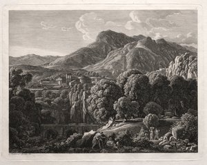Paisagem heroica: Paisagem com cidade e rio, 1799.