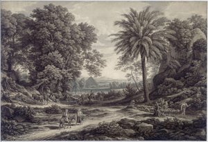 Paisagem ideal com a fuga para o Egito de Johann Christian Reinhart