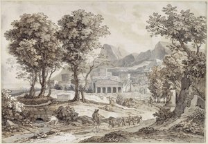 Paisagem clássica com o monumento a Leônidas de Johann Christian Reinhart