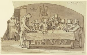 Gracejo de artistas numa osteria em Roma de Johann Christian Reinhart