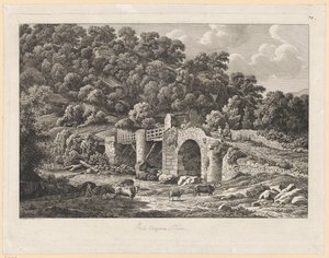 Paisagem - Ponte Aquoreo em Tivoli de Johann Christian Reinhart