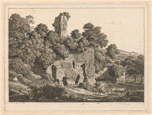 Paisagem - Ruínas da Villa de Ventidio Basso em Tivoli de Johann Christian Reinhart
