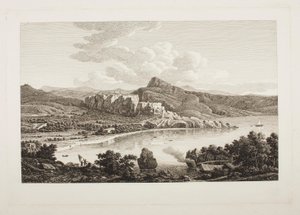 Vista das ruínas de Karthaea na ilha de Ceos de Johann Christian Reinhart